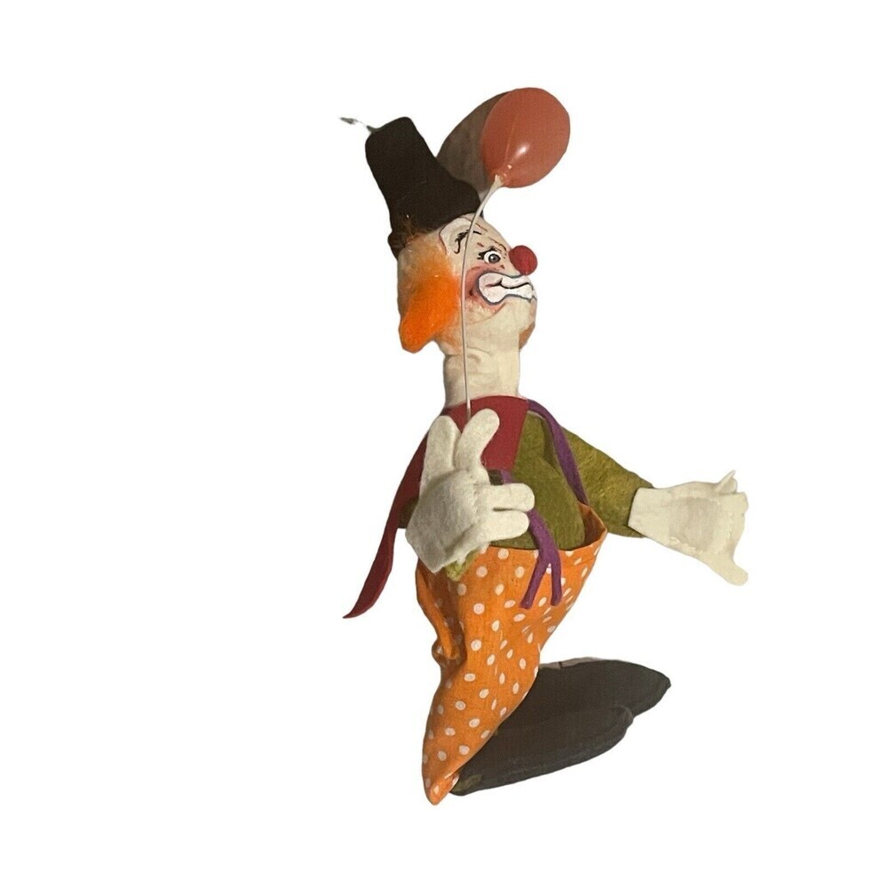 Vintage 1990 Annalee Doll 10" Hobo Circus Clown with Orange Hair, Balloon, & Tag - Picture 3 of 16